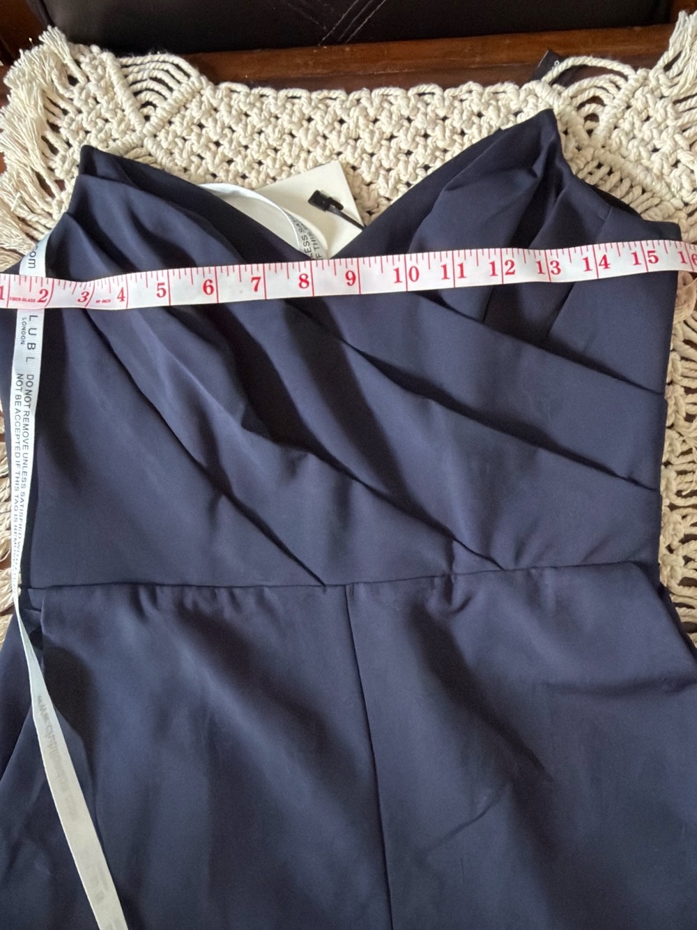 Club L London Dainty Navy Strapless Wide Leg Jumpsuit NWT Size 6 - Picture 4 of 12